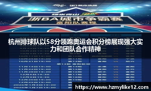 杭州排球队以58分领跑奥运会积分榜展现强大实力和团队合作精神